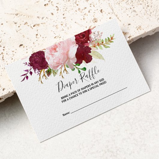 赤い熱帯とロマンチックおむつラッフル エンクロージャーカード