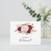 赤い熱帯とロマンチックな花嫁のメイド インビテーションポストカード (スタンド正面)