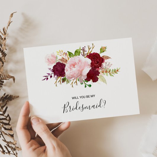 赤い熱帯とロマンチックな花嫁のメイド インビテーションポストカード