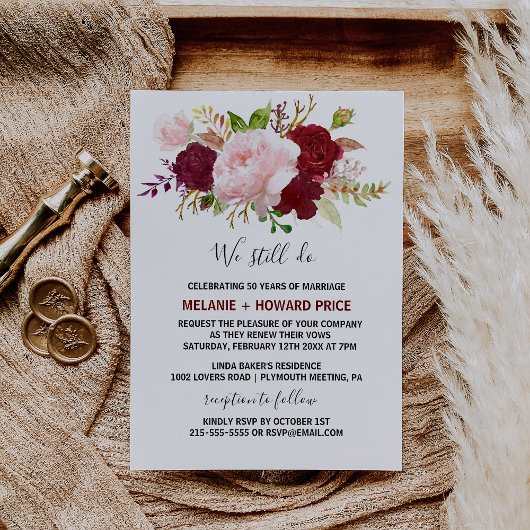 赤い熱帯とロマンチックな誓いの更新 招待状