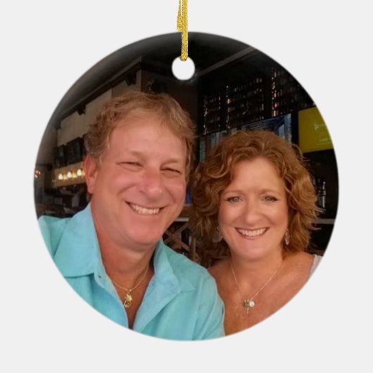 赤い熱帯のオウムのヤシの葉の花の名前の写真 セラミックオーナメント (裏面)