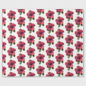 赤い熱帯のハイビスカスの花のウェディング ラッピングペーパー (フラット)