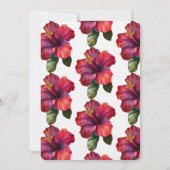 赤い熱帯のハイビスカスの花のブライズシャワー 招待状 (裏面)