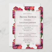 赤い熱帯のハイビスカスの花のブライズシャワー 招待状 (正面)
