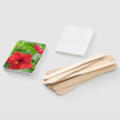 赤い熱帯ハイビスカスの花の写真 ハンドファン (組立なし)