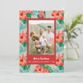 赤い熱帯フローラのクリスマスフォト シーズンカード (スタンド正面)