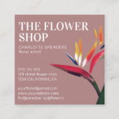 赤い熱帯フローライラストレーションフローリスト広場 スクエア名刺 (正面)