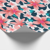 赤い熱帯性のハイビスカス ラッピングペーパー (角)