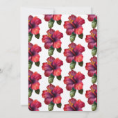 赤い熱帯性ハイビスカス結婚フローラグリッター枠 招待状 (裏面)
