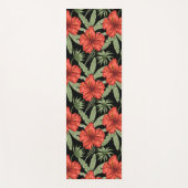 赤い熱帯性花シームレスパタ葉ーン緑 ヨガマット (正面)