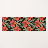 赤い熱帯性花シームレスパタ葉ーン緑 ヨガマット (正面(横))