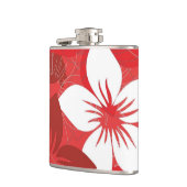 赤い熱帯花の模様 フラスク (左)