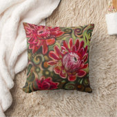 赤い熱帯花パターン装飾的な枕 クッション (ブランケット)