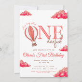 赤い熱気球は彼女のonederful誕生日 招待状 (正面)