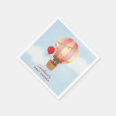 赤い熱気球ガールベビーシャワー スタンダードカクテルナプキン (角)