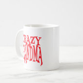 赤い熱狂するおばあちゃん コーヒーマグカップ (正面左)