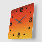赤い燃えたオレンジから金ゴールドグラデーションクラックパターン スクエア壁時計 (傾斜)