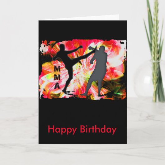 赤い爆発のMMAのシルエット カード (正面)