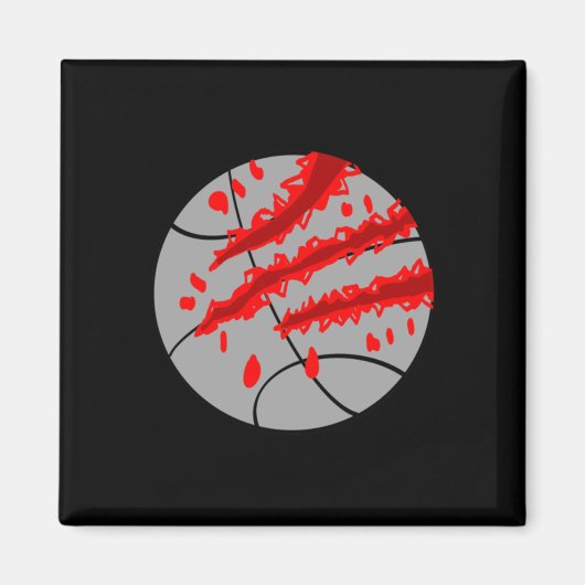 赤い爪を持つバスケットボール マグネット (正面)