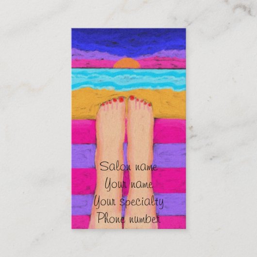 赤い爪、 ネイルがサンセットビジネスカードに 予約カード (正面)