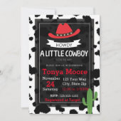 赤い牛の男の子の赤ちゃん歓迎会招待状 招待状 (正面)