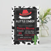 赤い牛の男の子の赤ちゃん歓迎会招待状 招待状 (スタンド正面)