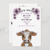 赤い牛の誕生日招待状|カスタマイズ可能なカード 招待状 (正面/裏面)