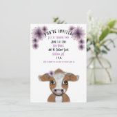 赤い牛の誕生日招待状|カスタマイズ可能なカード 招待状 (スタンド正面)