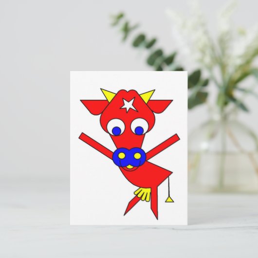 赤い牛 ポストカード (スタンド正面)