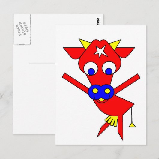 赤い牛 ポストカード (正面/裏面)