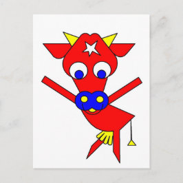 赤い牛 ポストカード