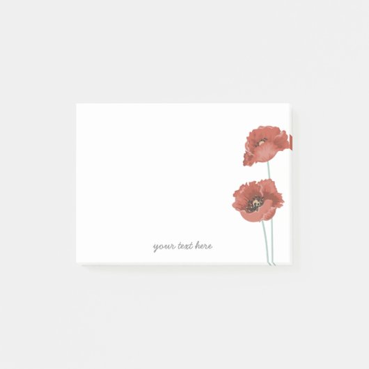 赤い牡丹のノート ポストイット (正面)