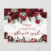 赤い牡丹の啓示　ウェディング　フラワーガール　お願い 招待状 (正面/裏面)