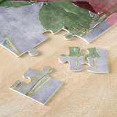 赤い牡丹の水彩花模様 ジグソーパズル (側面)