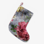 赤い牡丹の水彩花模様 スモールクリスマスストッキング (正面 (吊り時))