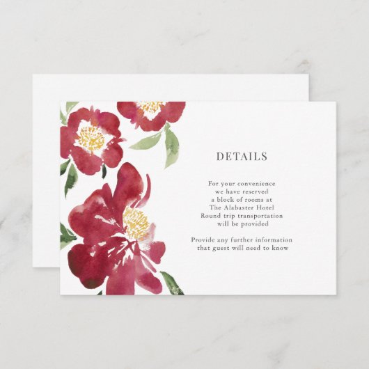 赤い牡丹の水色の花詳細囲い エンクロージャーカード
