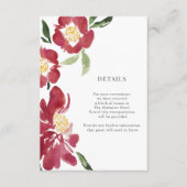 赤い牡丹の水色の花詳細囲い エンクロージャーカード (正面)