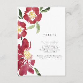 赤い牡丹の水色の花詳細囲い エンクロージャーカード