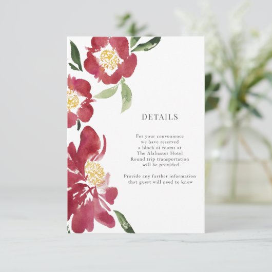 赤い牡丹の水色の花詳細囲い エンクロージャーカード (スタンド正面)