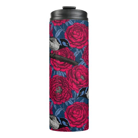 赤い牡丹の熱タンブラーの中のレンチ タンブラー (正面)