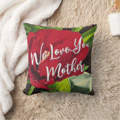 赤い牡丹の花と言葉、四角 クッション (ブランケット)