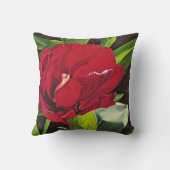 赤い牡丹の花と言葉、四角 クッション (裏面)