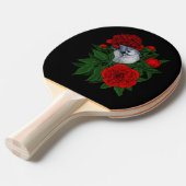 赤い牡丹の花束の上の鳥 卓球ラケット (正面アングル)