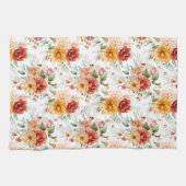 赤い牡丹の花束模様 キッチンタオル (横)