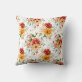 赤い牡丹の花束模様 クッション (裏面)