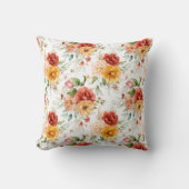 赤い牡丹の花束模様 クッション (正面)