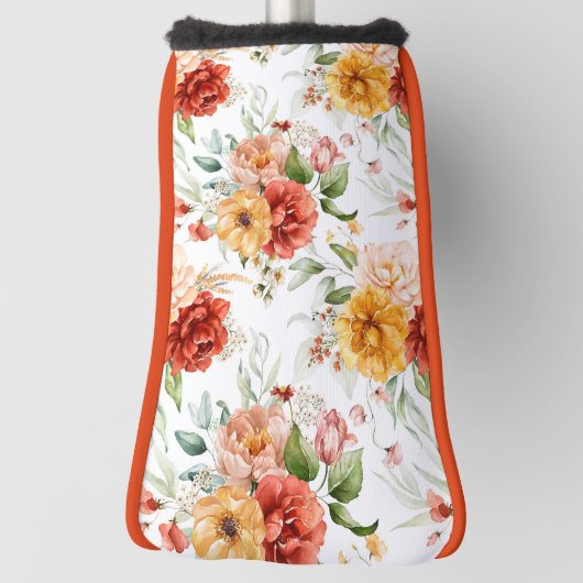 赤い牡丹の花束模様 ゴルフヘッドカバー (回転90)