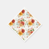 赤い牡丹の花束模様 スタンダードカクテルナプキン (角)