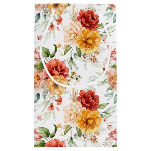 赤い牡丹の花束模様 スモールペーパーバッグ (裏面)