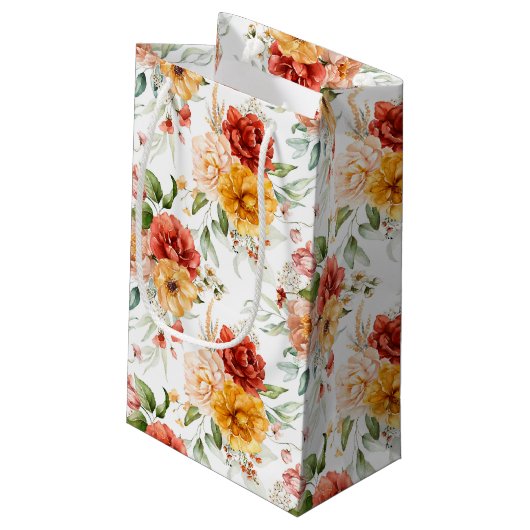 赤い牡丹の花束模様 スモールペーパーバッグ (裏面アングル)